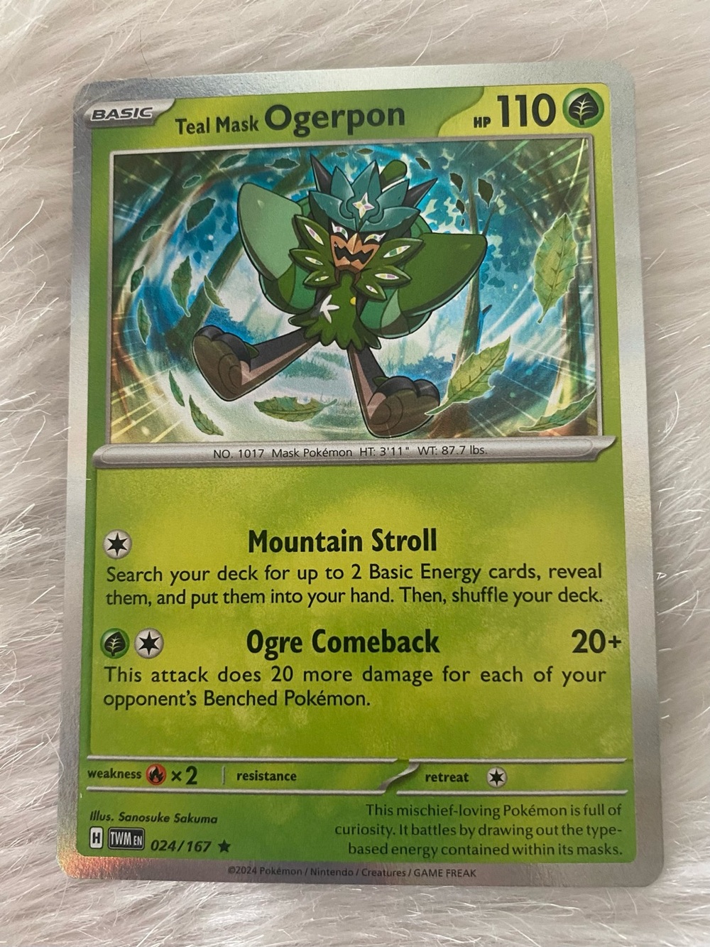 Teal Mask Ogerpon Holo Pokémon Card Twilight Masquerade 024/167